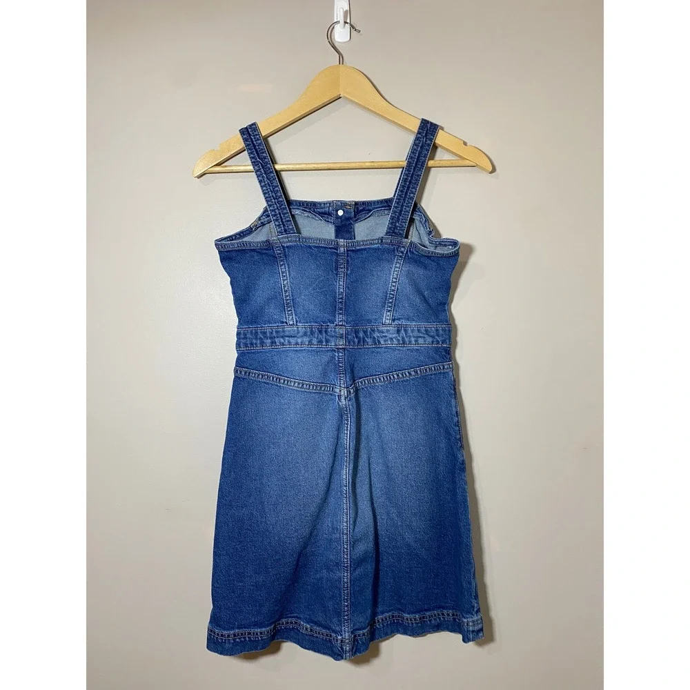 GAP Kids Denim Button Front Dress XL Blue Jean Sleeveless‎ Bibbed Pinafore Dress